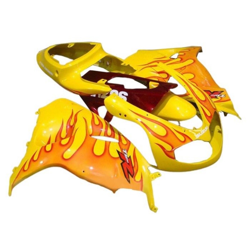 Suzuki TL1000R (1998-2003) Yellow, Flames Fairings Clear Windscreen: Free No Bolt Kit No Tank Cover