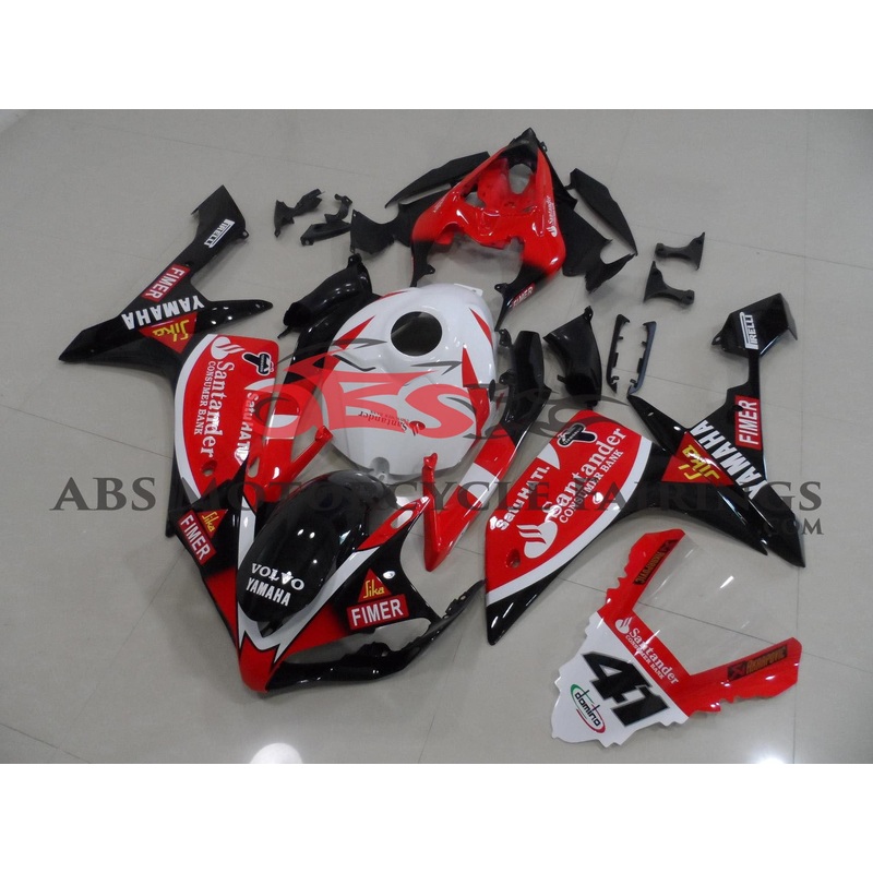 Yamaha YZF-R1 (2007-2008) Black, Red & White Santander #41 Fairings No Seat Cowl No Bolt Kit No Tank
