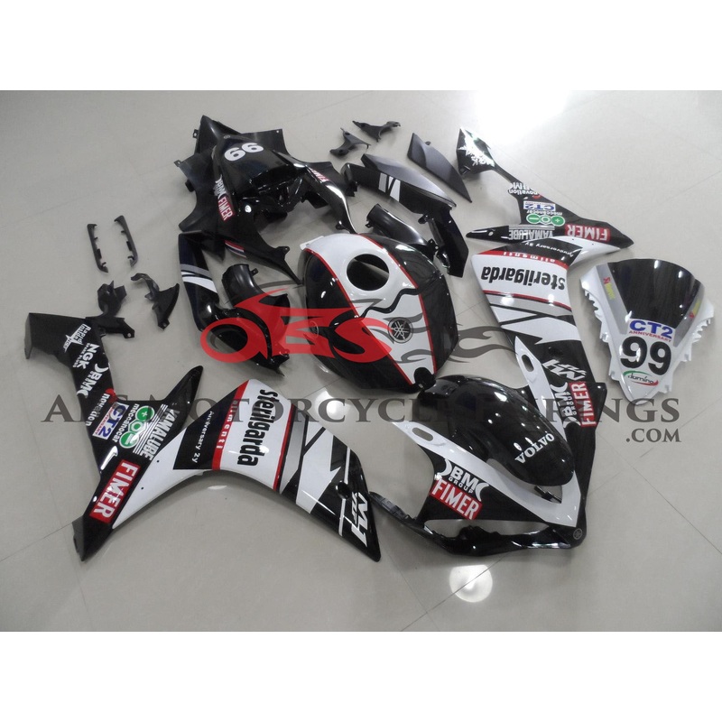 Yamaha YZF-R1 (2007-2008) Black & White Sterilgarda Fairings No Seat Cowl No Bolt Kit No Tank