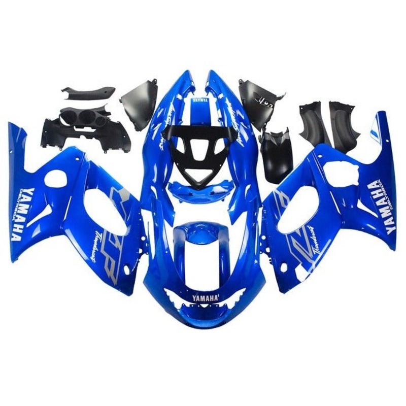 YAMAHA YZF600R (1998-2007) Blue, White, Gray Fairings Clear Windscreen: Free No Bolt Kit No Tank Cover