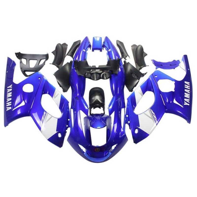 YAMAHA YZF600R (1998-2007) Blue, White, Gray Stripes Fairings Clear Windscreen: Free No Bolt Kit No Tank Cover