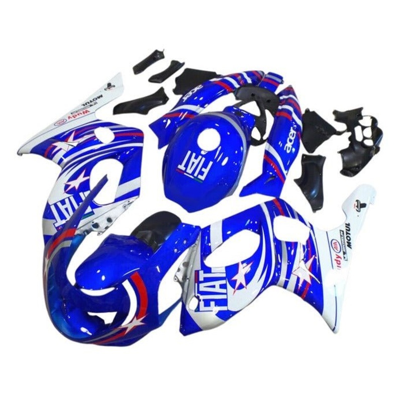 YAMAHA YZF600R (1998-2007) Blue, White, Star, Fiat Fairings Clear Windscreen: Free No Bolt Kit No Tank Cover