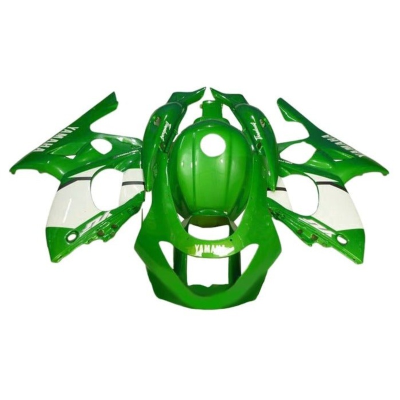 YAMAHA YZF600R (1998-2007) Green, White Fairings Clear Windscreen: Free No Bolt Kit No Tank Cover