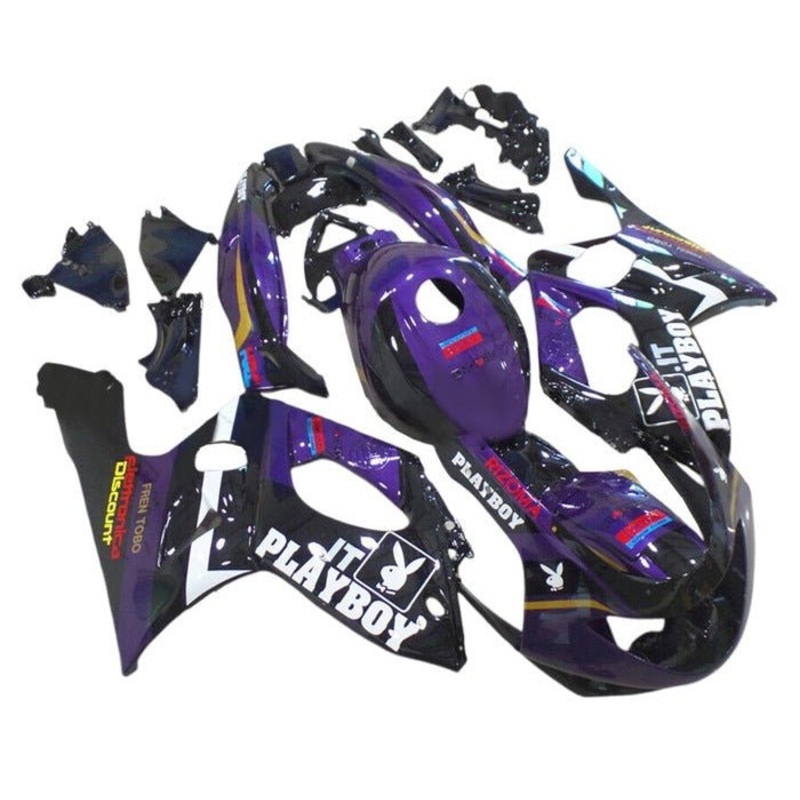 YAMAHA YZF600R (1998-2007) Purple, Black, Playboy Fairings Clear Windscreen: Free No Bolt Kit No Tank Cover