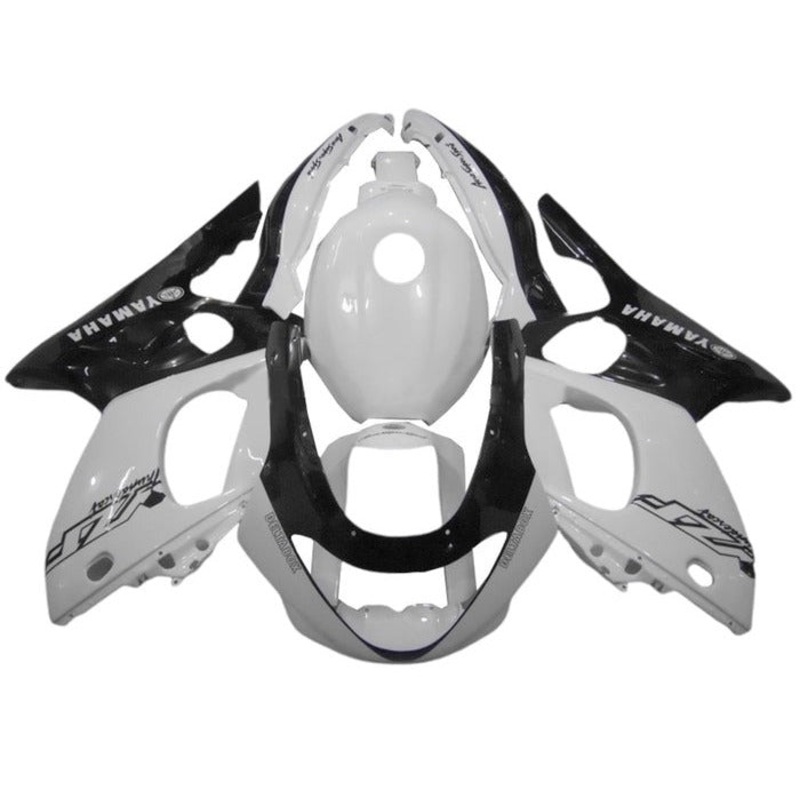 YAMAHA YZF600R (1998-2007) White, Black Fairings Clear Windscreen: Free No Bolt Kit No Tank Cover