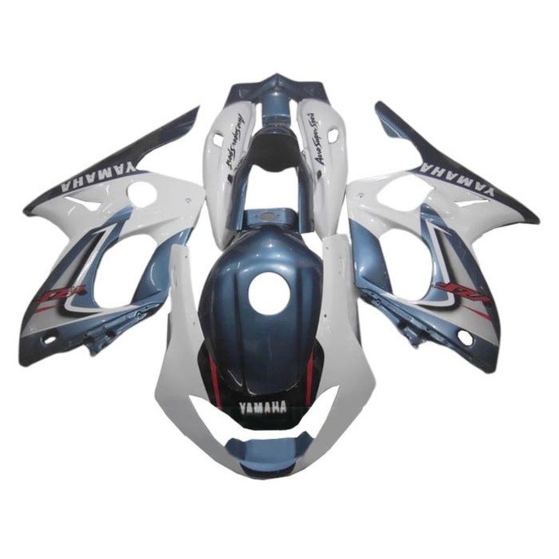 YAMAHA YZF600R (1998-2007) White, Blue Gray Fairings Clear Windscreen: Free No Bolt Kit No Tank Cover