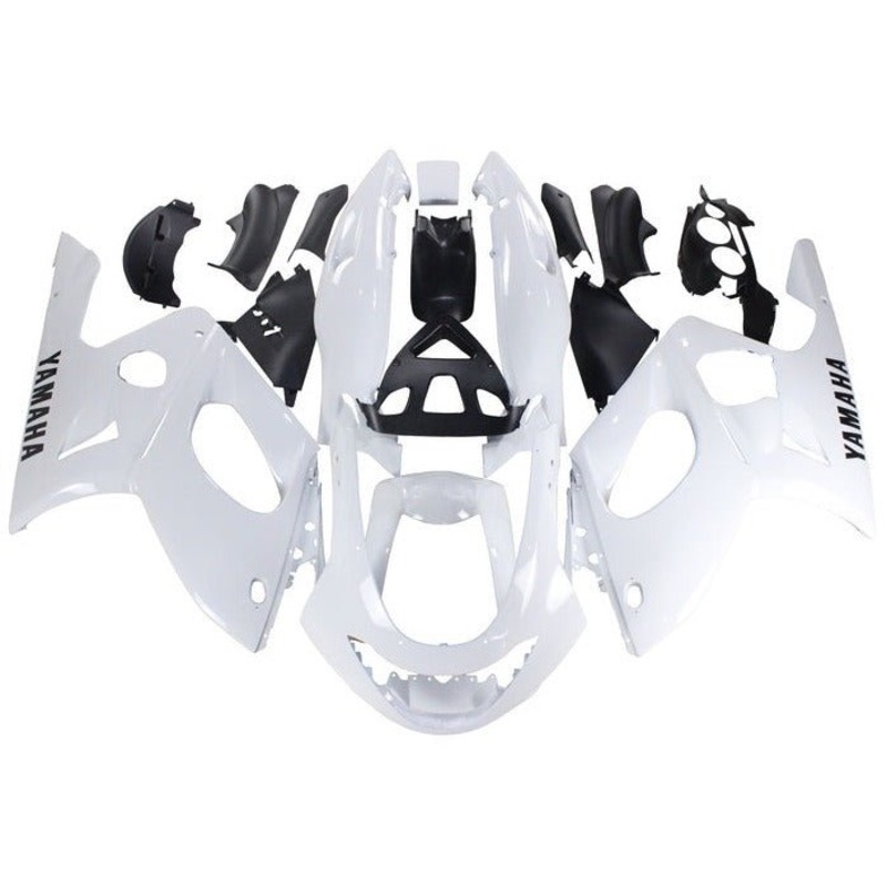 YAMAHA YZF600R (1998-2007) White Gloss Fairings Clear Windscreen: Free No Bolt Kit No Tank Cover