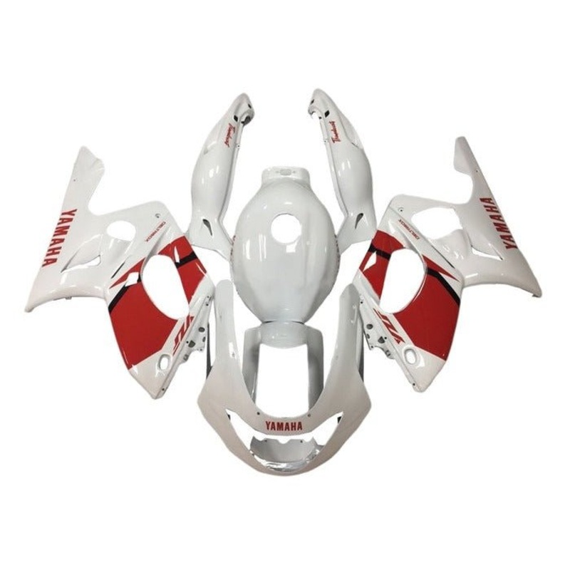 YAMAHA YZF600R (1998-2007) White, Red Fairings Clear Windscreen: Free No Bolt Kit No Tank Cover