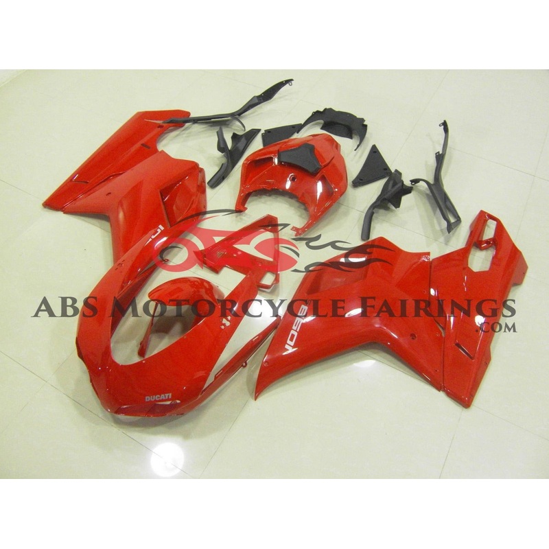 Ducati 1198 (2007-2012) Red Fairings Clear Windscreen: Free No Seat Cowl No Bolt Kit