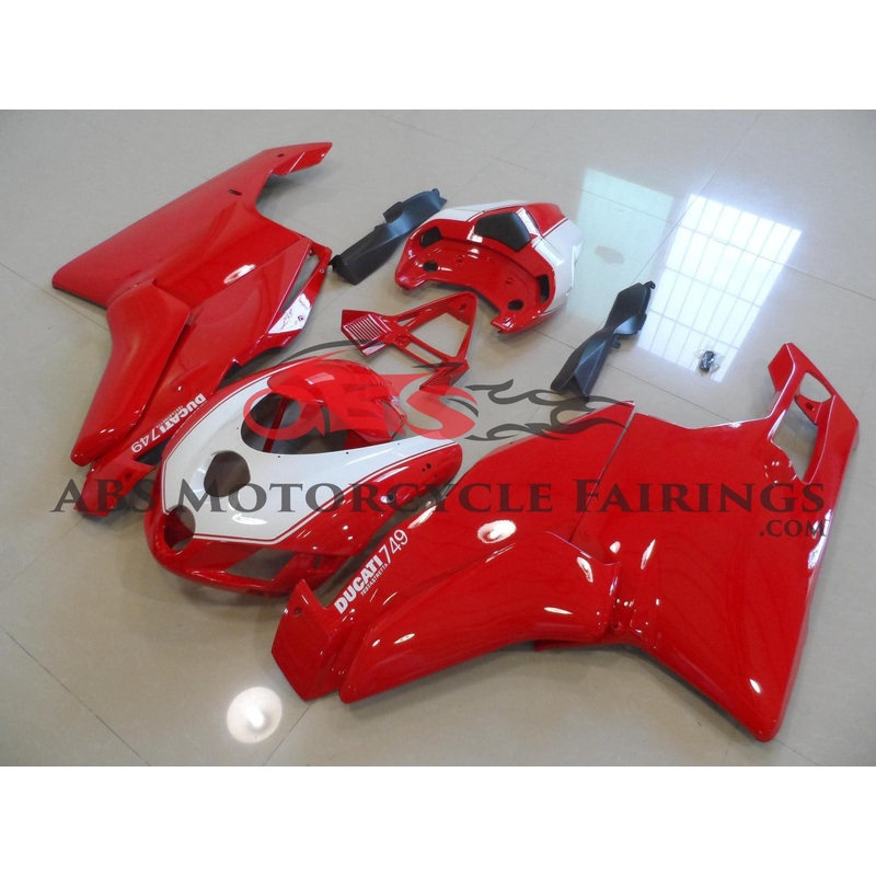 Ducati 999 (2005-2006) Red, White Fairings Clear Windscreen: Free No Seat Cowl No Bolt Kit