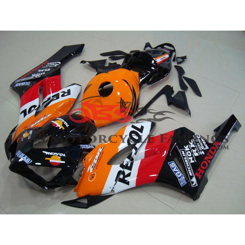 Honda CBR1000RR (2004-2005) Black, Orange, White & Red GAS Repsol Fairings No Seat Cowl No Bolt Kit No Tank