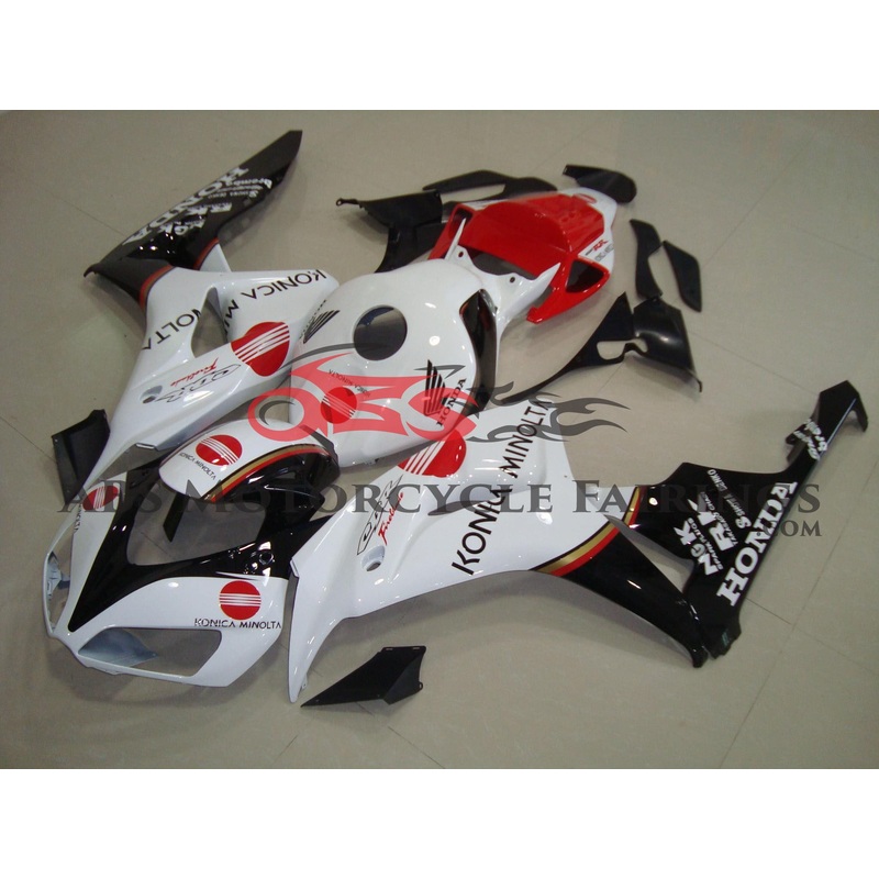 Honda CBR1000RR (2006-2007) White, Black & Red Konica Minolta Fairings No Seat Cowl No Bolt Kit No Tank