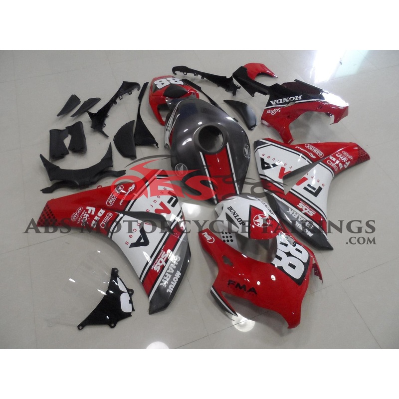 Honda CBR1000RR (2008-2011) Dark Red & Gray FMA Fairings No Seat Cowl No Bolt Kit No Tank