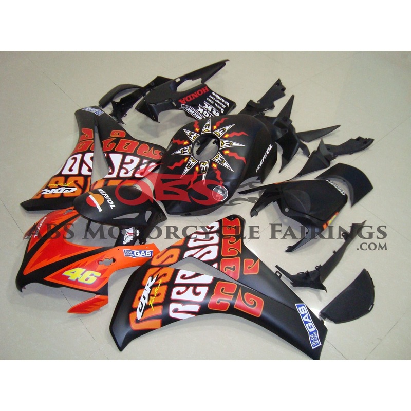 Honda CBR1000RR (2008-2011) Matte Black & Orange ROSSI Fairings No Seat Cowl No Bolt Kit No Tank