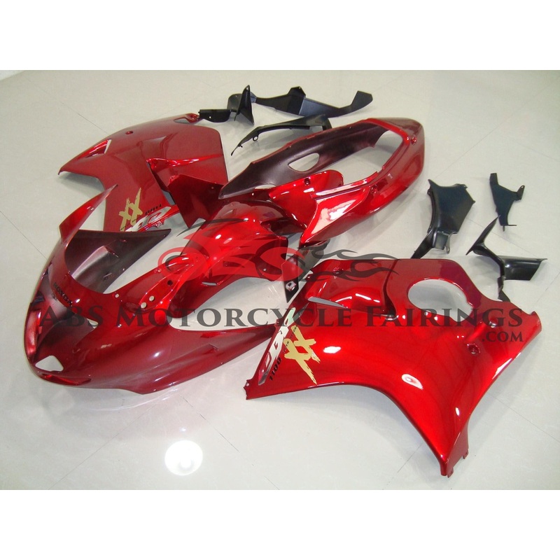 HONDA CBR1100XX Super Blackbird (1996-2007) RED FAIRINGS Clear Windscreen: Free No Bolt Kit No Tank