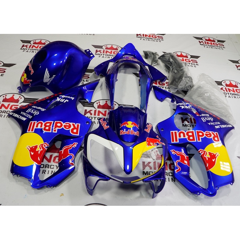 Honda CBR600F4i (2004-2007) Blue RedBull Fairings Clear Windscreen: Free No Bolt Kit No Tank