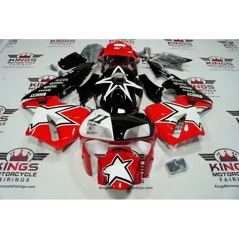 Honda CBR600RR (2003-2004) Red, Black & White Star Fairings No Seat Cowl No Bolt Kit No Tank