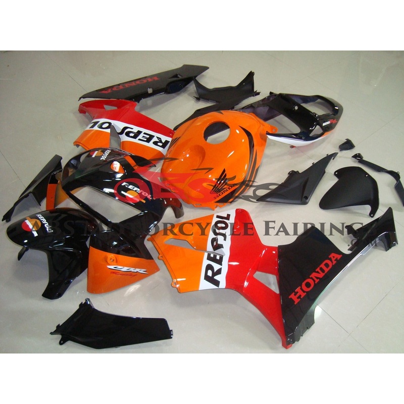 Honda CBR600RR (2005-2006) Orange, Black & Red Repsol Fairings No Seat Cowl No Bolt Kit No Tank