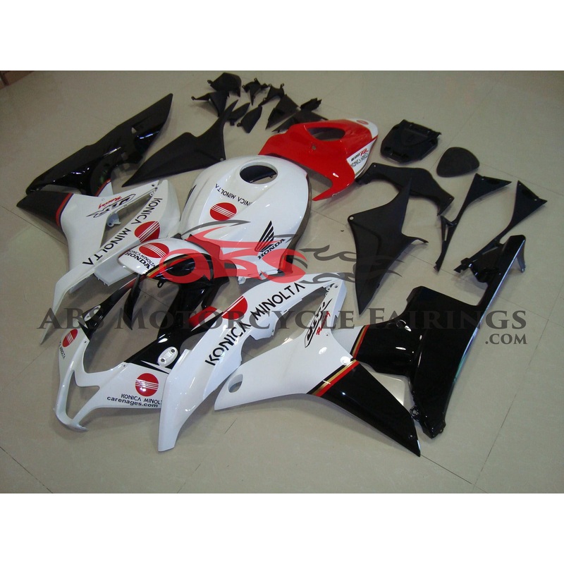 Honda CBR600RR (2007-2008) White, Black & Red Konica Minolta Fairings No Seat Cowl No Bolt Kit No Tank