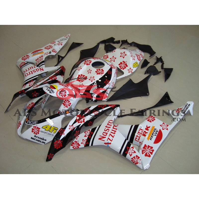 Honda CBR600RR (2007-2008) White, Red & Black Nastro Azzurro Fairings No Seat Cowl No Bolt Kit No Tank