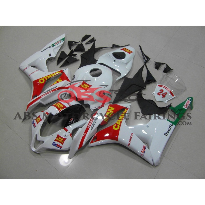 Honda CBR600RR (2007-2008) White & Red San Carlo Race Fairings No Seat Cowl No Bolt Kit No Tank