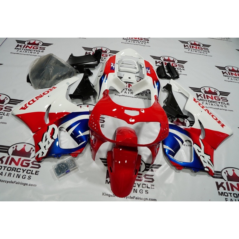 Honda CBR900RR Fairings (1996-1997) Red, White, Blue Clear Windscreen: Free No Bolt Kit