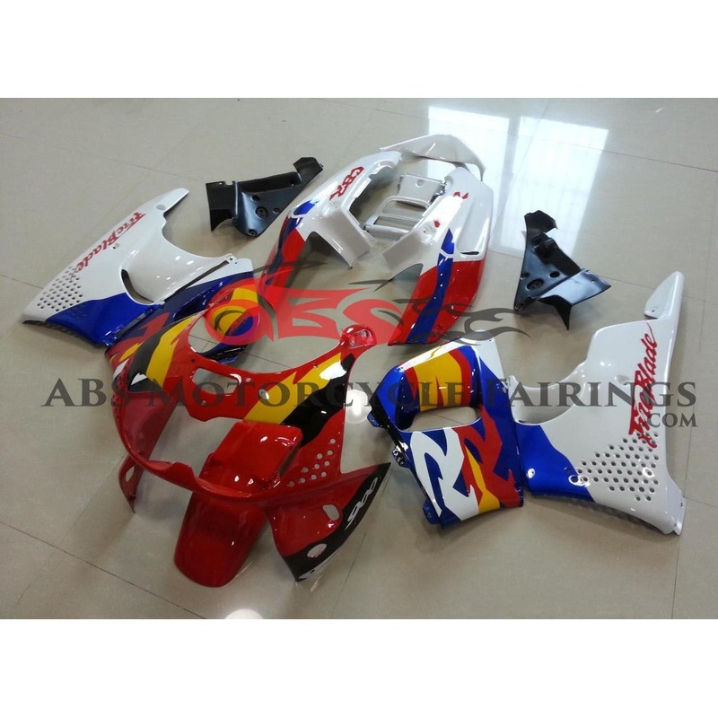 Honda CBR900RR Fairings (1996-1997) Red, White, Blue, Yellow Clear Windscreen: Free No Bolt Kit