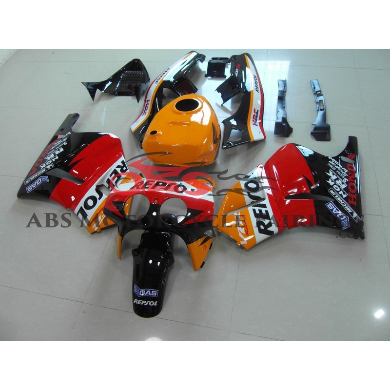 Honda VFR400R NC30 (1989) Orange & Black Repsol HRC Fairings Repsol HRC Orange & Black Clear (Injection Mold) Select Bolt Kit