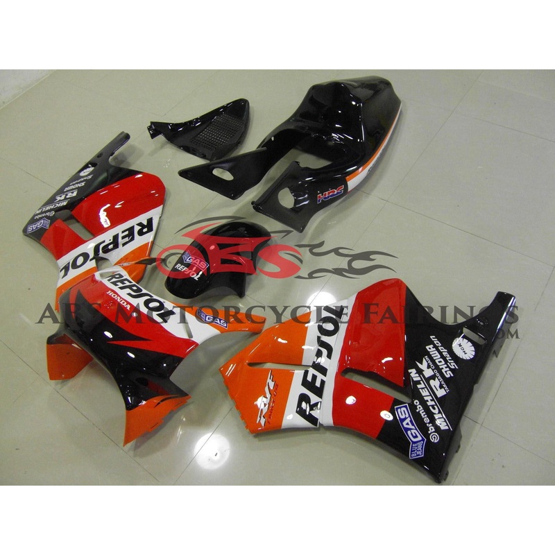 Repsol Race Red Orange & Black 1994 Honda RVF400R NC35 Repsol Race Red Orange & Black Clear (Injection Mold) Select Bolt Kit