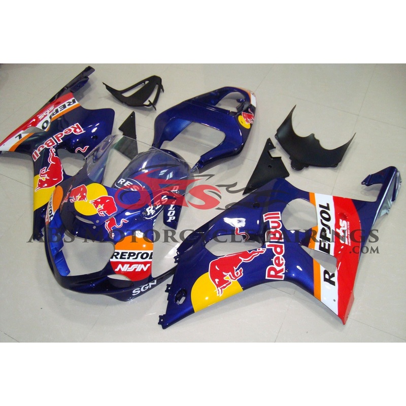 Suzuki GSXR1000 (2000-2002) Dark Blue Red Bull Fairings No Seat Cowl No Bolt Kit No Tank Cover