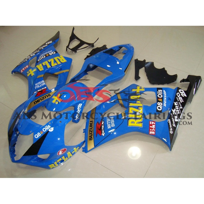 Suzuki GSXR1000 (2003-2004) Blue Rizla Fairings Clear Windscreen: Free No Seat Cowl No Bolt Kit