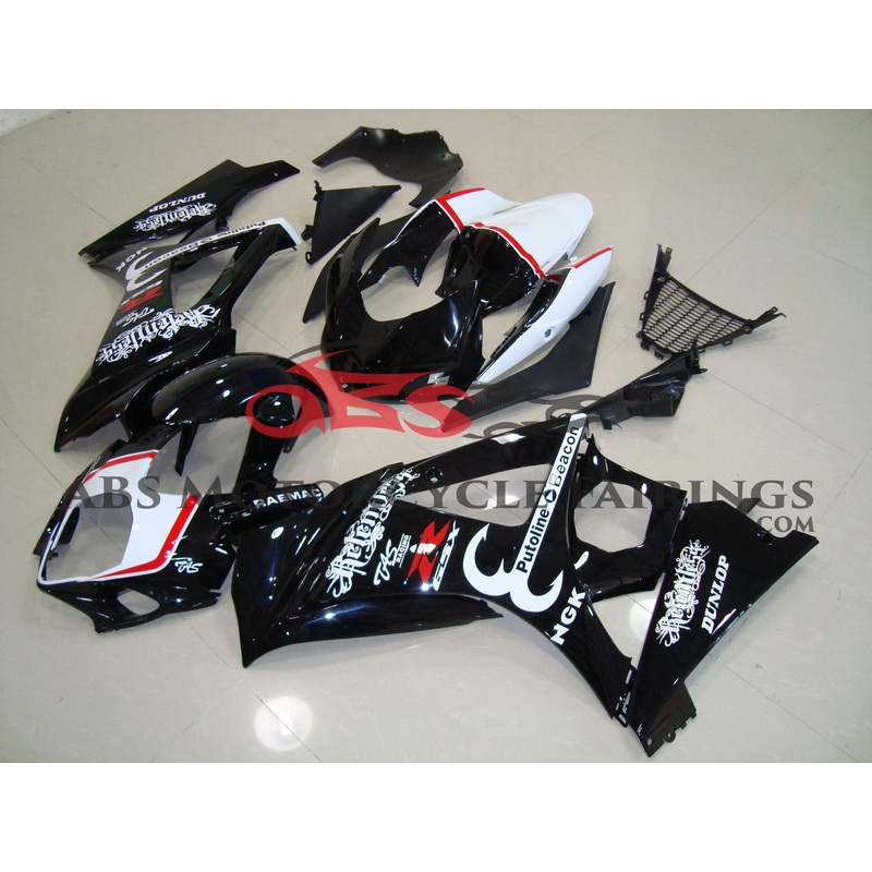 Suzuki GSXR1000 (2007-2008) Black, White & Red Relentless Fairings No Seat Cowl No Bolt Kit No Tank