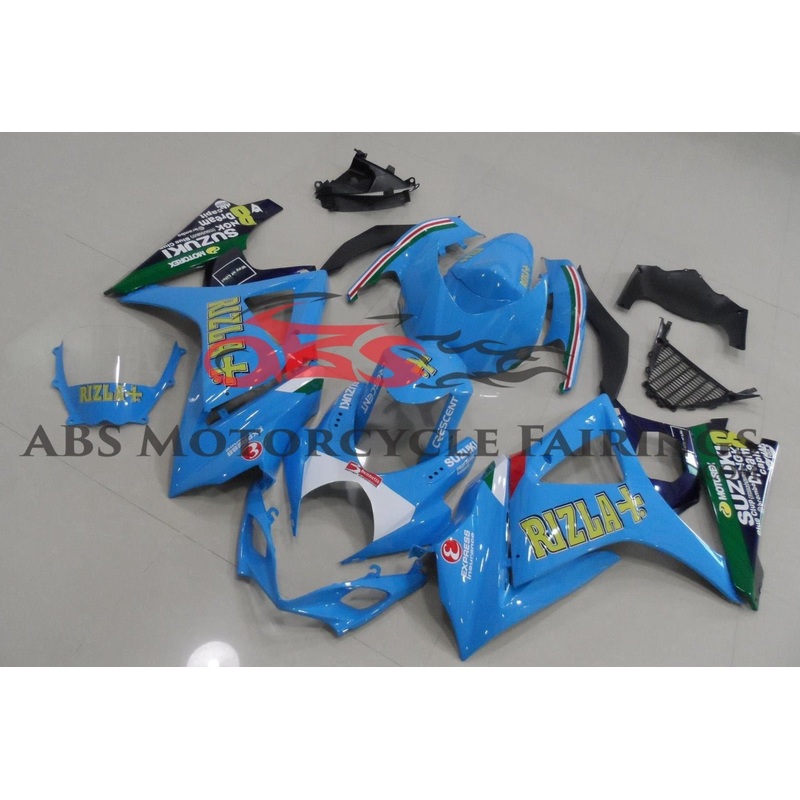 Suzuki GSXR1000 (2007-2008) Light Blue Rizla Fairings No Seat Cowl No Bolt Kit No Tank
