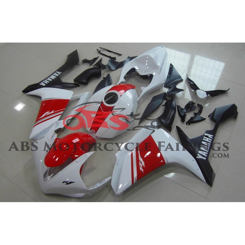Yamaha YZF-R1 (2007-2008) White, Black & Red Stripe Fairings No Seat Cowl No Bolt Kit No Tank
