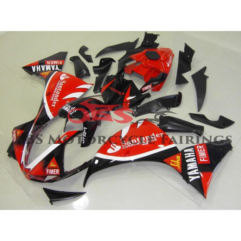 Yamaha YZF-R1 (2009-2011) Red & Black Santander Fairings No Seat Cowl No Bolt Kit No Tank