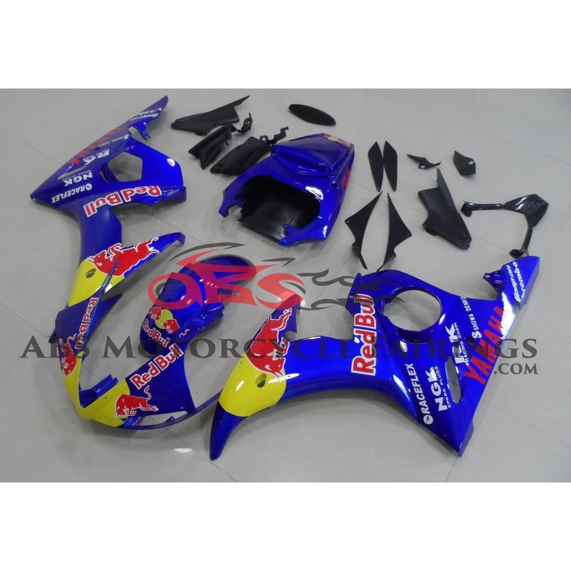 Yamaha YZF-R6 (2003-2004) Blue Red Bull Fairings Clear Windscreen: Free No Seat Cowl No Bolt Kit