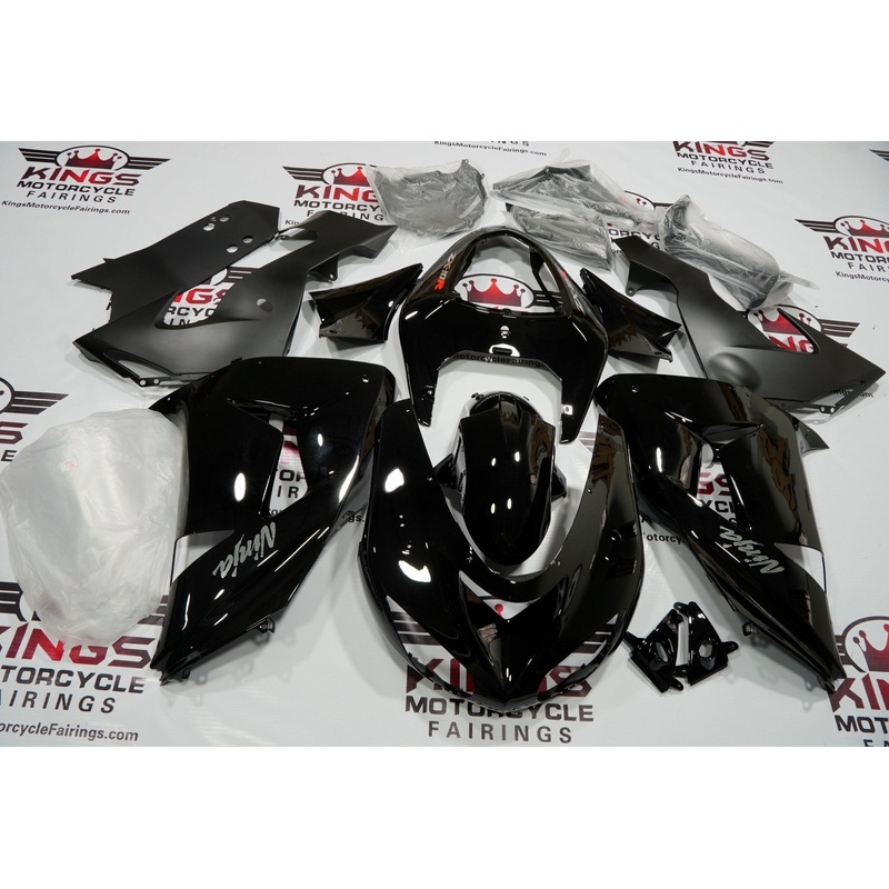 Fairing kit for a Kawasaki Ninja ZX10R (2006-2007) Black & Matte Black Clear Windscreen: Free No Seat Cowl No Bolt Kit