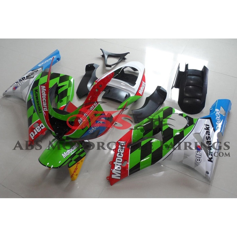 Fairing kit for a Kawasaki ZX6R 636 (2003-2004) Green, Black, Red, White, Blue Motocard Clear Windscreen: Free No Seat Cowl No Bolt Kit