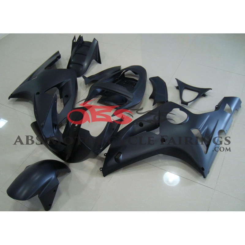 Fairing kit for a Kawasaki ZX6R 636 (2003-2004) Matte Black Clear Windscreen: Free No Seat Cowl No Bolt Kit