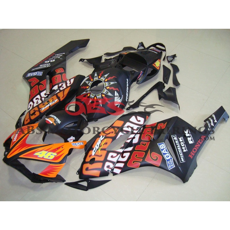 Honda CBR1000RR (2004-2005) Matte Black & Orange ROSSI Fairings No Seat Cowl No Bolt Kit No Tank