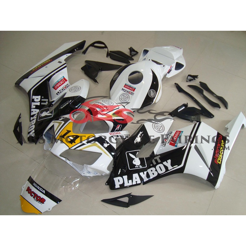 Honda CBR1000RR (2004-2005) White & Black Playboy Fairings No Seat Cowl No Bolt Kit No Tank