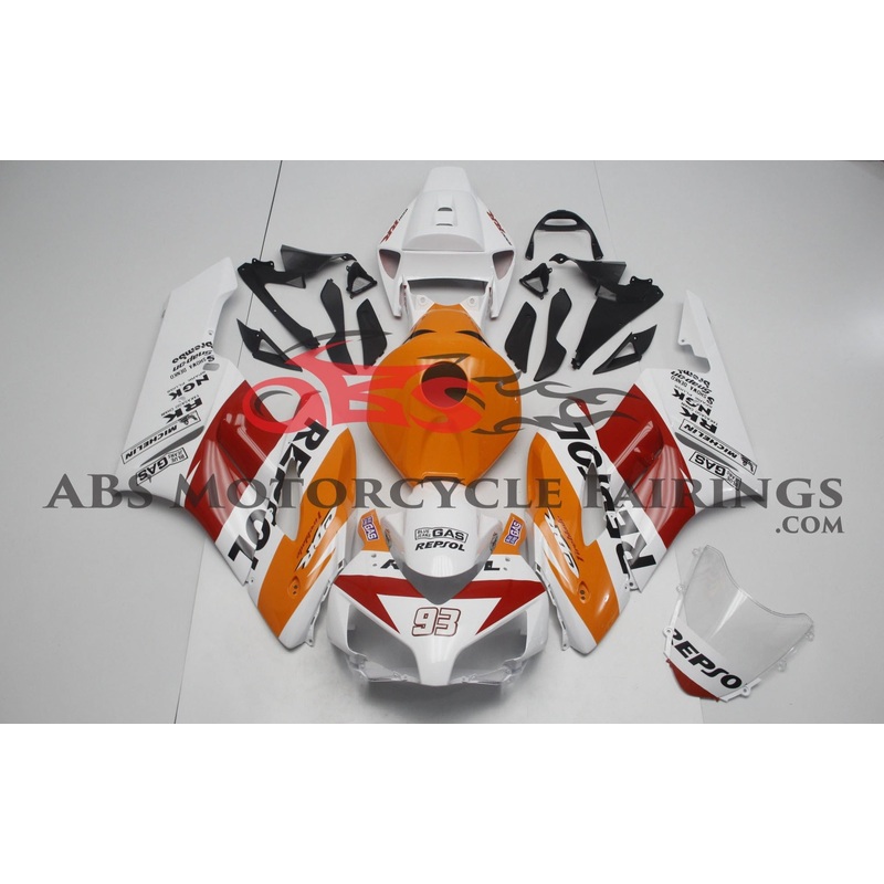 Honda CBR1000RR (2004-2005) White, Orange & Red REPSOL Fairings No Seat Cowl No Bolt Kit No Tank