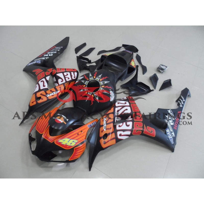 Honda CBR1000RR (2006-2007) Matte Black & Orange ROSSI Fairings No Seat Cowl No Bolt Kit No Tank