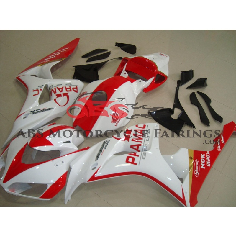 Honda CBR1000RR (2006-2007) White & Red Pramac Fairings No Seat Cowl No Bolt Kit No Tank