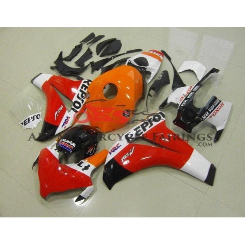 Honda CBR1000RR (2008-2011) Red, Orange & White Repsol Fairings No Seat Cowl No Bolt Kit No Tank
