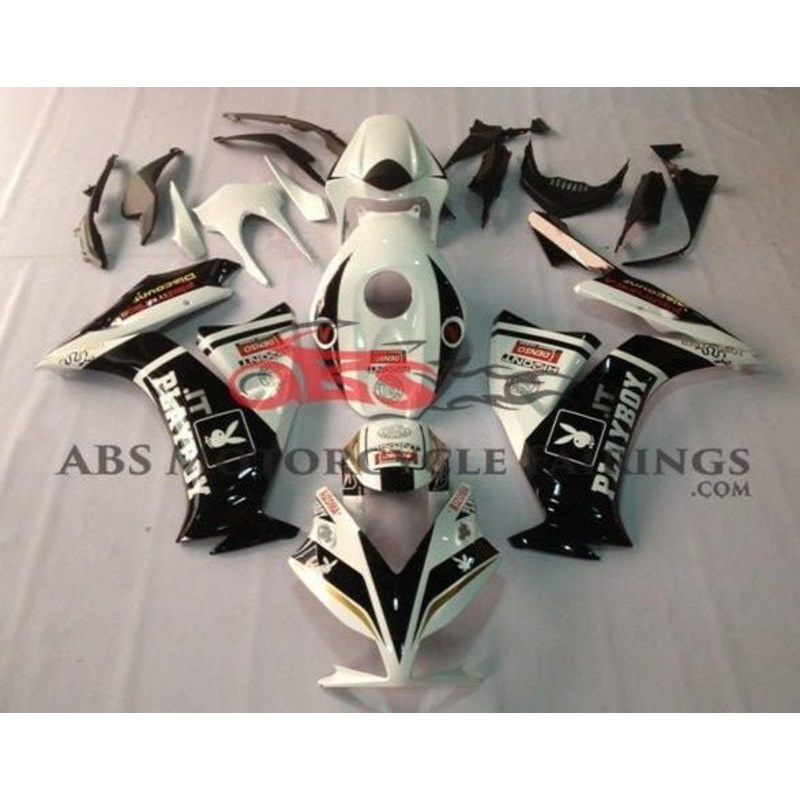 Honda CBR1000RR (2012-2016) White & Black Playboy Fairings No Seat Cowl No Bolt Kit No Tank