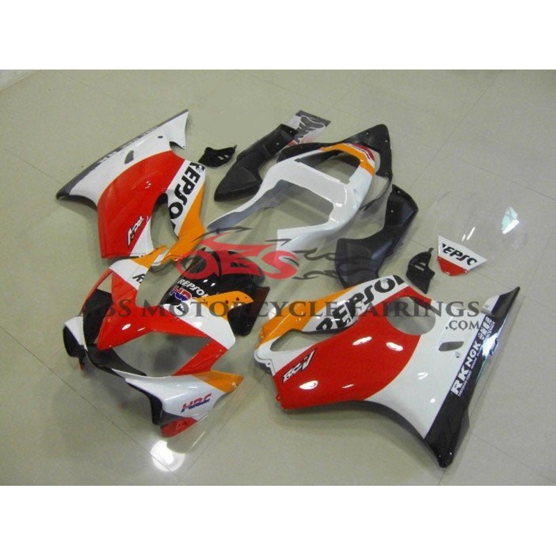 Honda CBR600F4i (2001-2003) REPSOL Fairing Kit Clear Windscreen: Free No Bolt Kit No Tank
