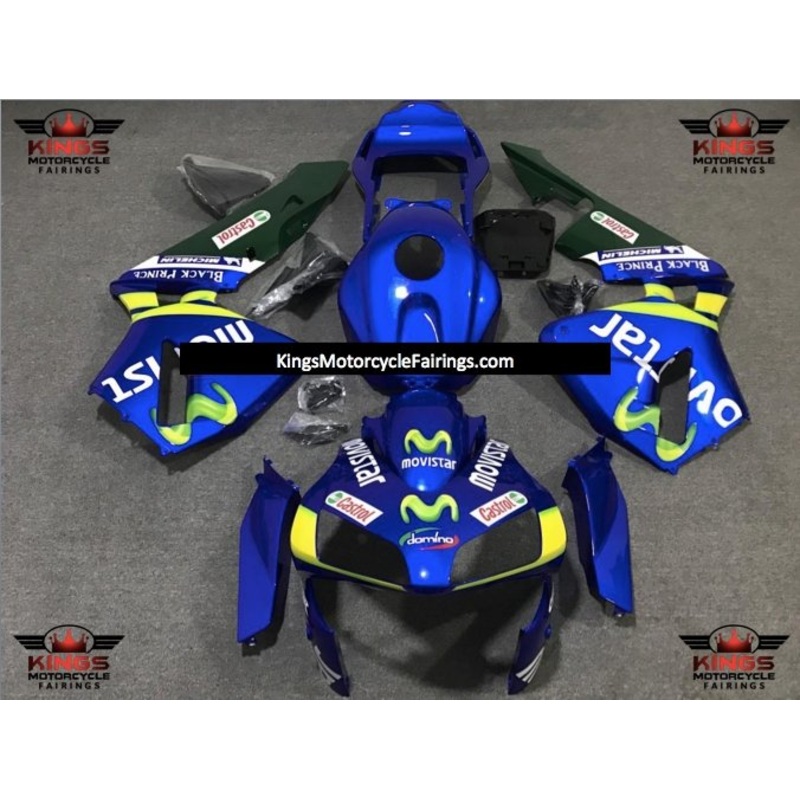 Honda CBR600RR (2003-2004) Blue, Yellow, Green Movistar Fairings No Seat Cowl No Bolt Kit No Tank