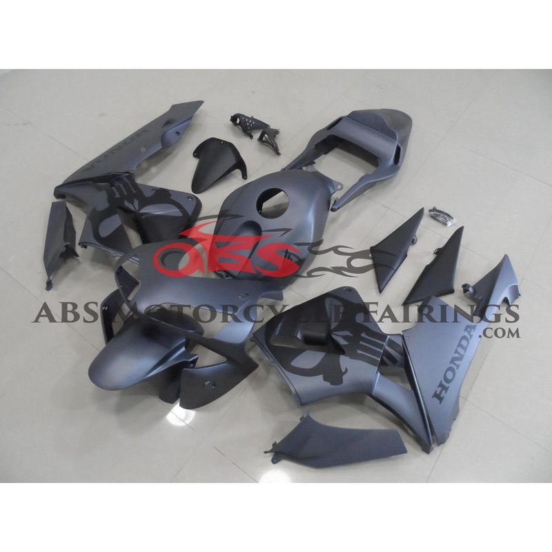 Honda CBR600RR (2003-2004) Matte Grey & Black Skull Fairings No Seat Cowl No Bolt Kit No Tank