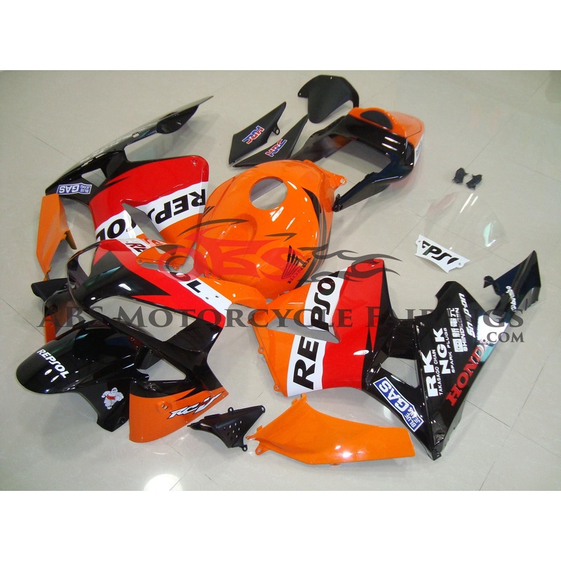 Honda CBR600RR (2003-2004) Orange, Red & Black Repsol Fairings No Seat Cowl No Bolt Kit No Tank